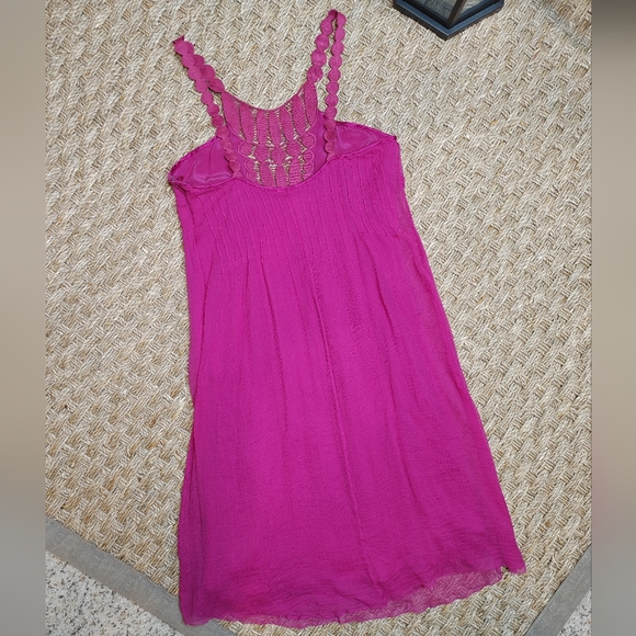 CATHERINE MALANDRINO CREPE SILK DRESS,PURPLE-MAGENTA 2P - Picture 6 of 9